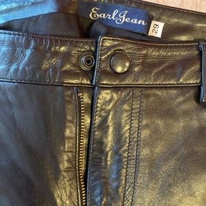 Earl Jean Womens Black Leather Pant